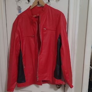 Stylish Red and Black Men's Lightweight Jacket